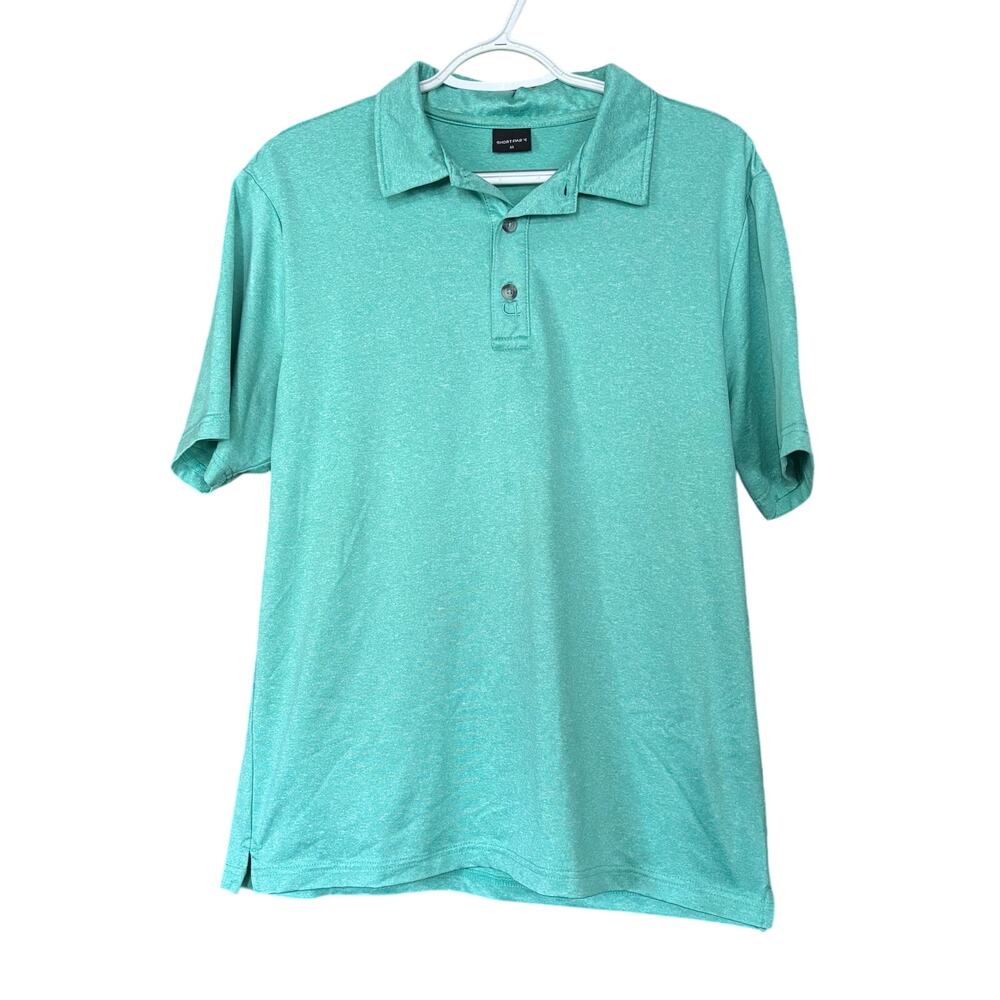 Short Par 4 Performance Golf Polo Shirt men's Medium Green Preppy